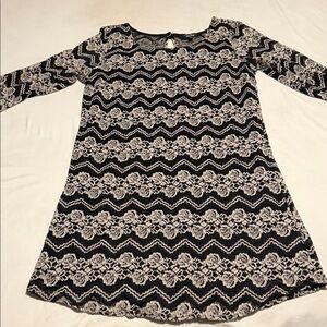 BeBop Black and White Long Sleeve Dress